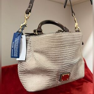 Dooney & Bourke Cream and Brown Textured Satchel